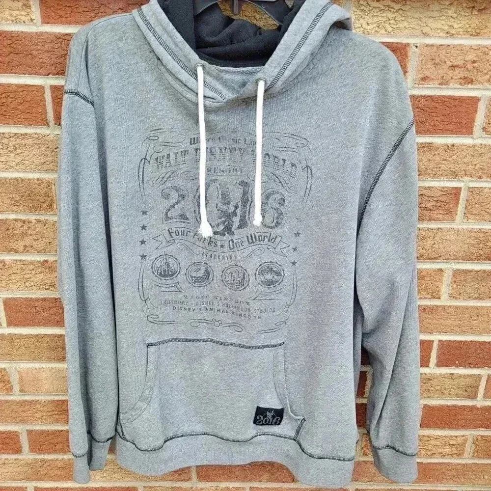 Disney Parks Grey Pullover Hoodie Women's Size Large 2016 Disney World Resort